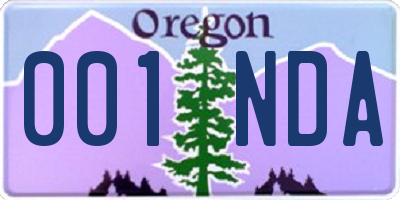 OR license plate 001NDA