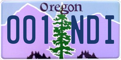 OR license plate 001NDI