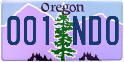 OR license plate 001NDO