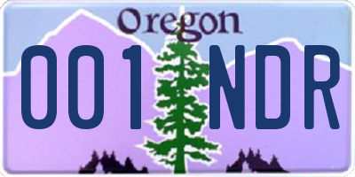 OR license plate 001NDR