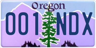 OR license plate 001NDX