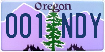 OR license plate 001NDY