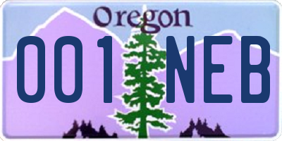 OR license plate 001NEB