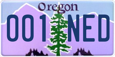 OR license plate 001NED