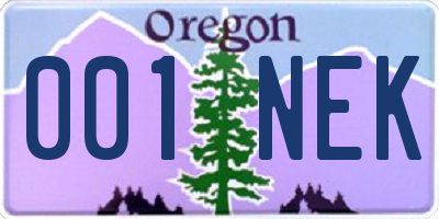 OR license plate 001NEK