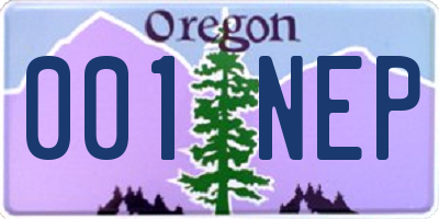 OR license plate 001NEP