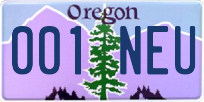 OR license plate 001NEU