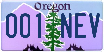 OR license plate 001NEV