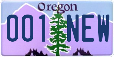 OR license plate 001NEW