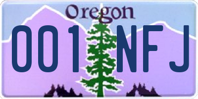 OR license plate 001NFJ