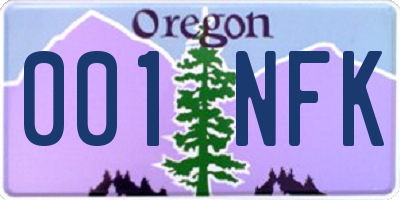 OR license plate 001NFK