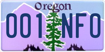 OR license plate 001NFO