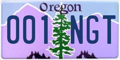 OR license plate 001NGT