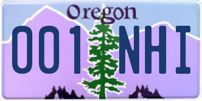 OR license plate 001NHI