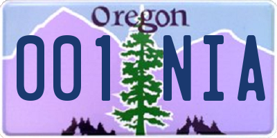 OR license plate 001NIA