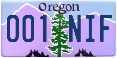 OR license plate 001NIF