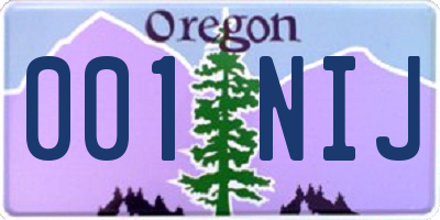 OR license plate 001NIJ