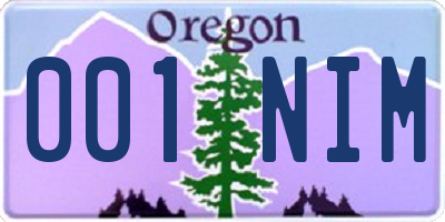 OR license plate 001NIM