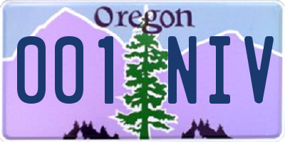 OR license plate 001NIV