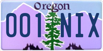 OR license plate 001NIX