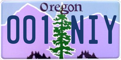 OR license plate 001NIY