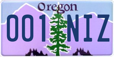 OR license plate 001NIZ