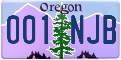 OR license plate 001NJB