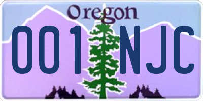 OR license plate 001NJC