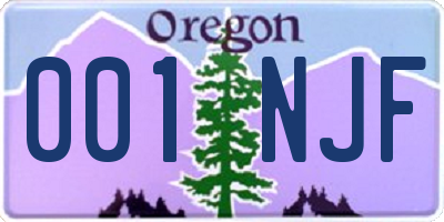 OR license plate 001NJF