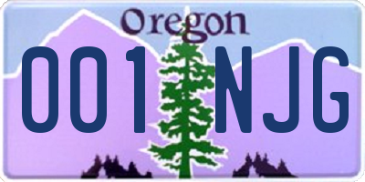 OR license plate 001NJG