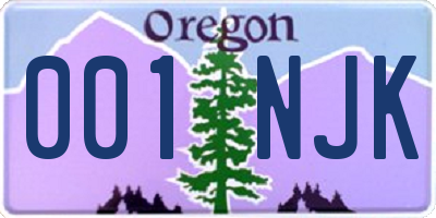 OR license plate 001NJK