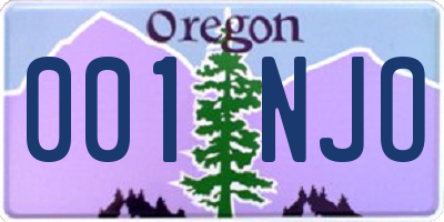 OR license plate 001NJO