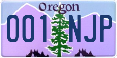 OR license plate 001NJP