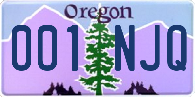 OR license plate 001NJQ