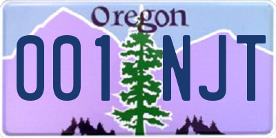 OR license plate 001NJT