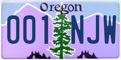 OR license plate 001NJW