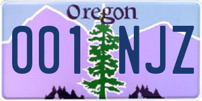 OR license plate 001NJZ