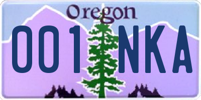 OR license plate 001NKA