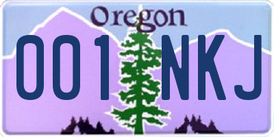 OR license plate 001NKJ