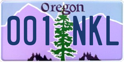 OR license plate 001NKL