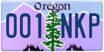 OR license plate 001NKP