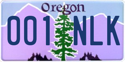 OR license plate 001NLK