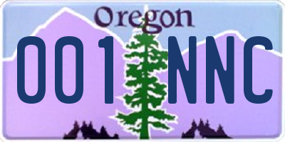 OR license plate 001NNC