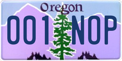 OR license plate 001NOP