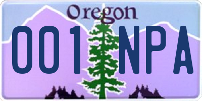 OR license plate 001NPA