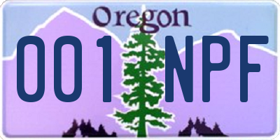 OR license plate 001NPF