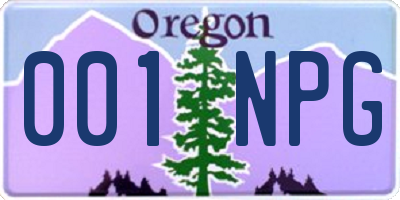 OR license plate 001NPG