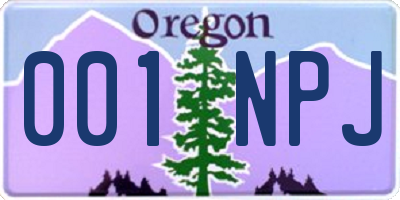 OR license plate 001NPJ