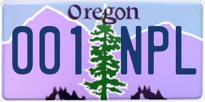 OR license plate 001NPL