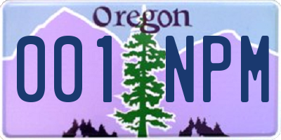 OR license plate 001NPM